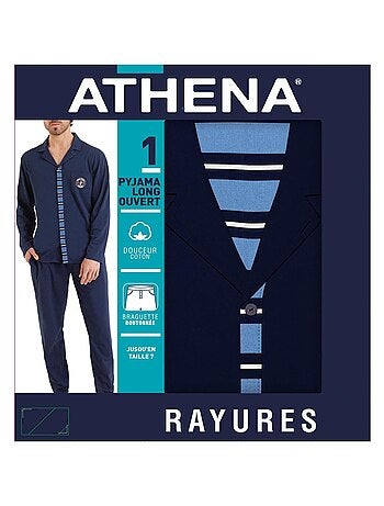 Pyjama long ouvert homme Rayures Cap Horn Athena