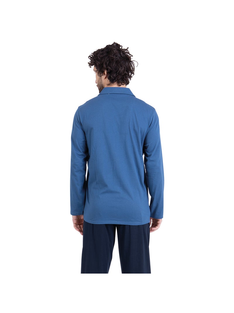 Pyjama long ouvert homme Rayures Ocean Club Athena Bleu - Kiabi