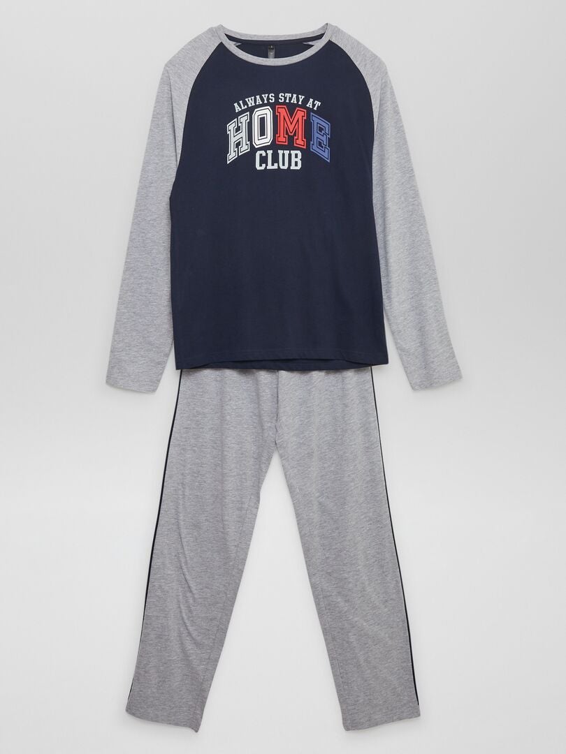 Pyjama long pantalon + t-shirt - 2 pièces Gris - Kiabi
