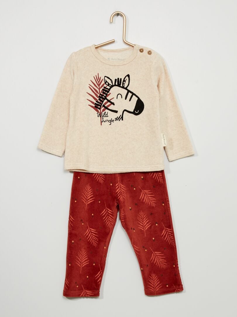 Pyjama Bébé En Velours Manouk Rose - Petit Beguin