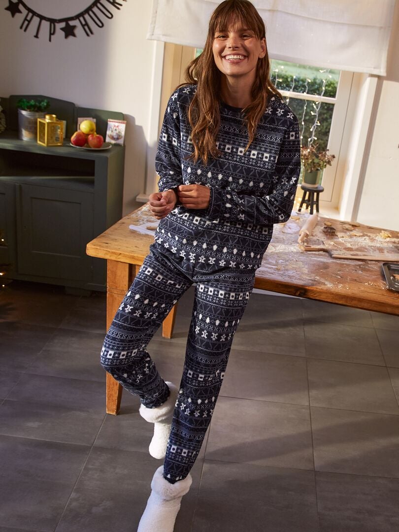 Pyjama long 'Lutin' - 2 pièces - bleu marine - Kiabi - 18.00€