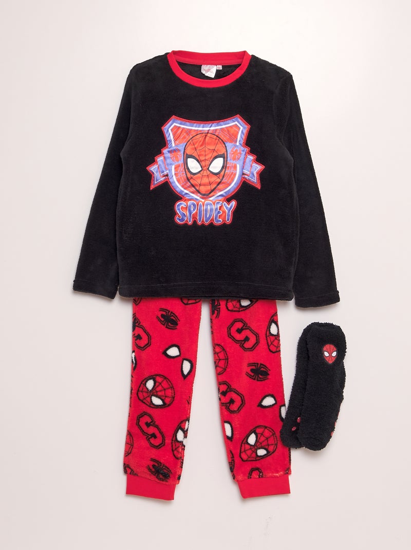 Pyjama long polaire 'Spider-Man' 'Marvel' Rouge - Kiabi