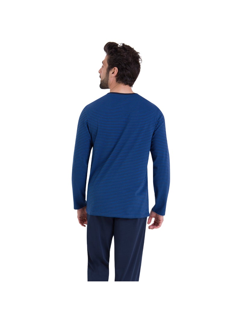 Pyjama long rayures homme L'Escale Athena Bleu - Kiabi