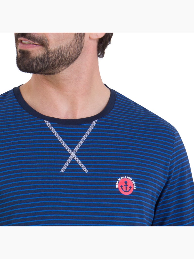 Pyjama long rayures homme L'Escale Athena Bleu - Kiabi