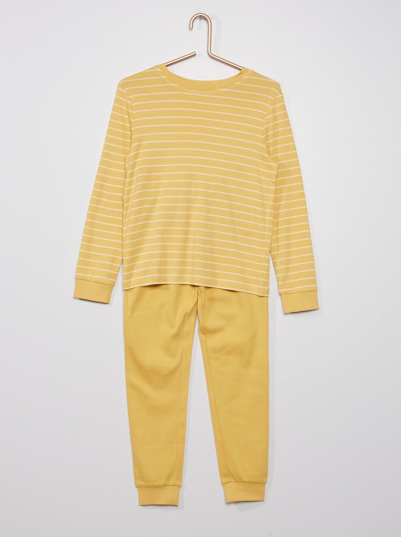 Pyjama long 'rayures' jaune - Kiabi