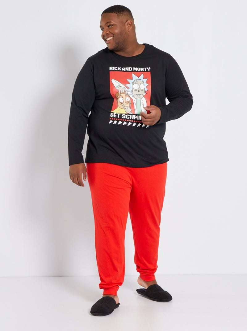 Pyjama long 'Rick et Morty' - 2 pièces noir/rouge - Kiabi