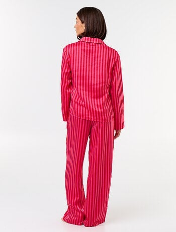 Pyjama long satiné chemisier + pantalon - 2 pièces