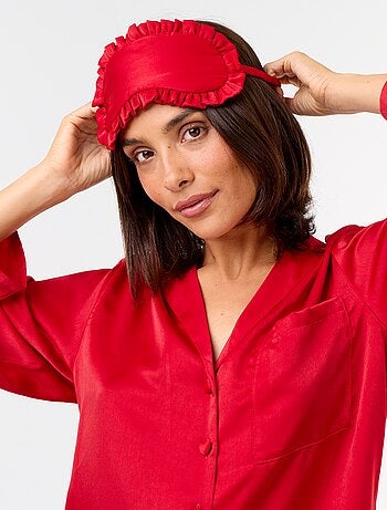 Pyjama long satiné chemisier + pantalon - 2 pièces