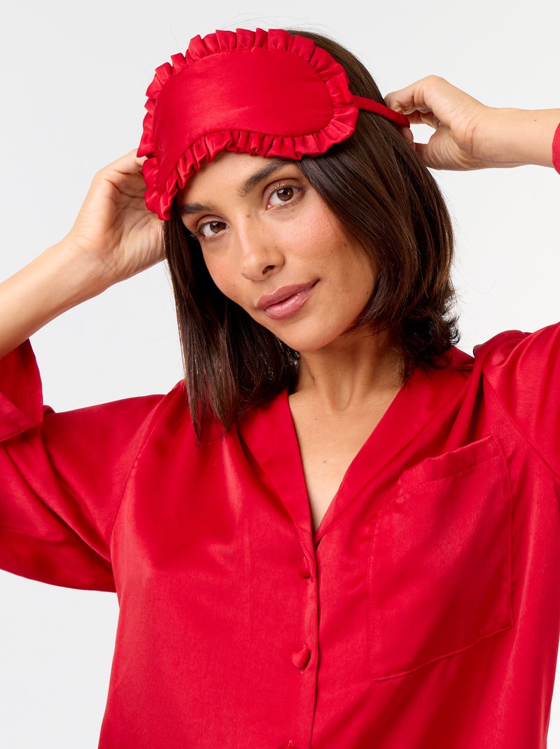 Pyjama long satiné chemisier + pantalon - 2 pièces Rouge - Kiabi