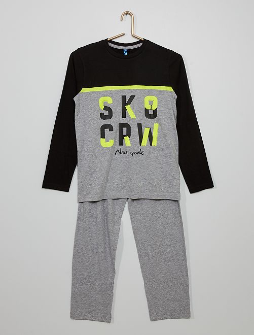 Pyjama long 'skate'                             gris/noir 
