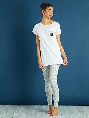 Product Couleur : blanc/gris imprimé, blanc/gris, ,, - Taille : L, S, XL,XXL,MHabillement Lingerie / Lingerie du S au XXL / Pyjama, nuisette / Pyjama Rejoignez le côté obscur de la force ! - Pyjama long - Haut en pur coton - Forme KIABI