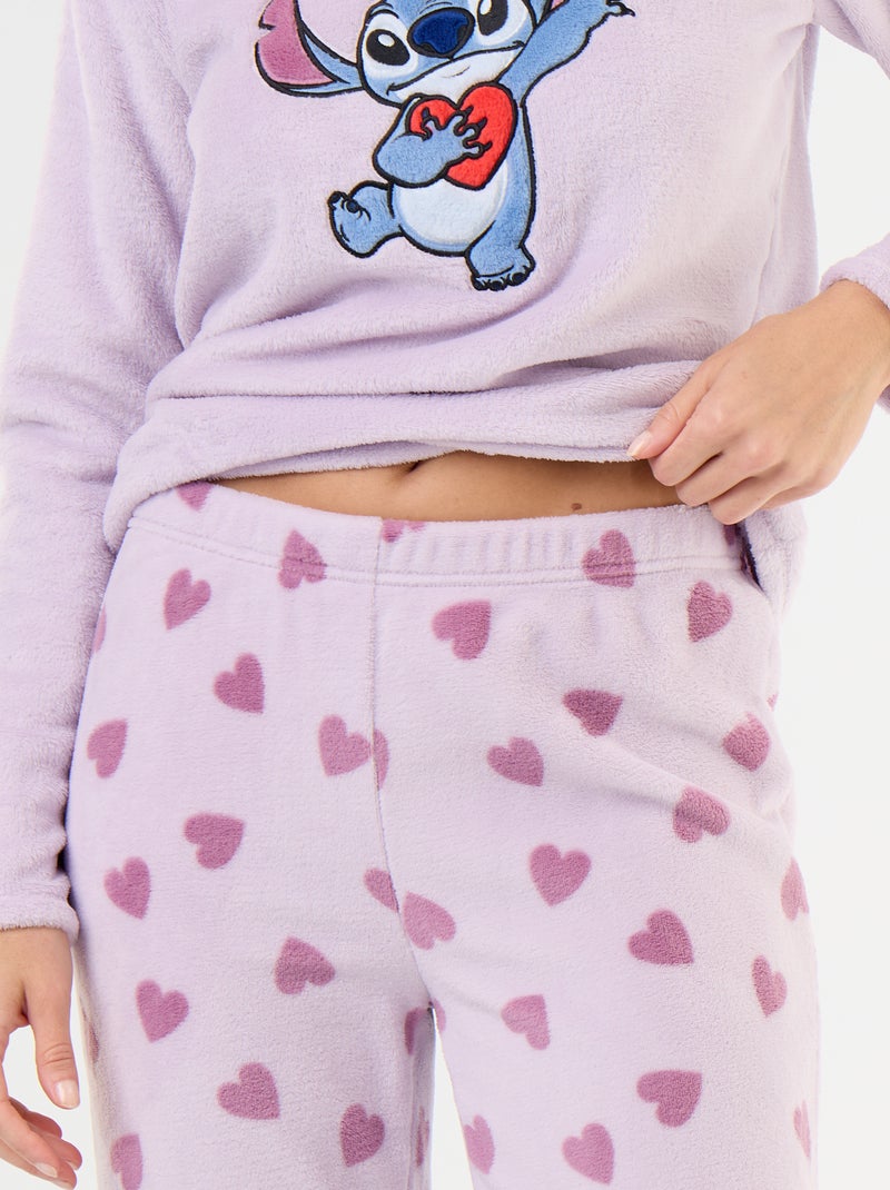 Pyjama long 'Stitch' de 'Disney' en polaire - 2 pièces Rose - Kiabi