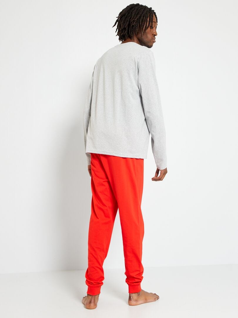 Pyjama long 'Super-Mario' en jersey - 2 pièces gris/rouge - Kiabi