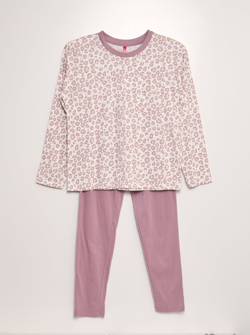 Pyjama long t-shirt + pantalon - 2 pièces Beige - Kiabi