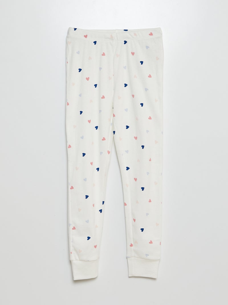 Pyjama long t-shirt + pantalon - 2 pièces Blanc - Kiabi