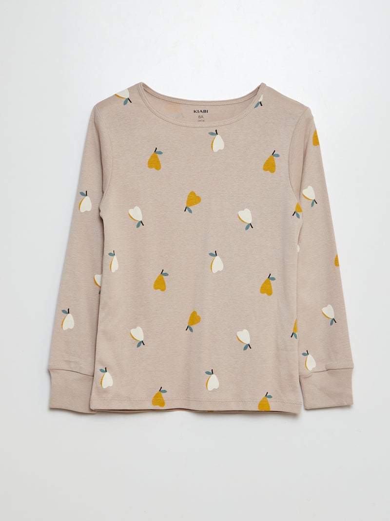 Pyjama long t-shirt + pantalon - 2 pièces Gris - Kiabi