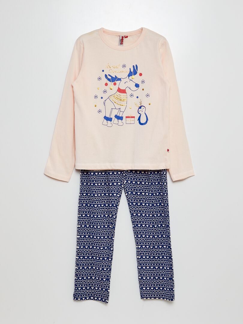 Pyjama long t-shirt + pantalon - 2 pièces Rose - Kiabi