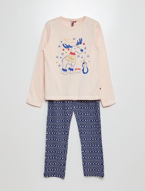 Pyjama long t-shirt + pantalon - 2 pièces - Kiabi