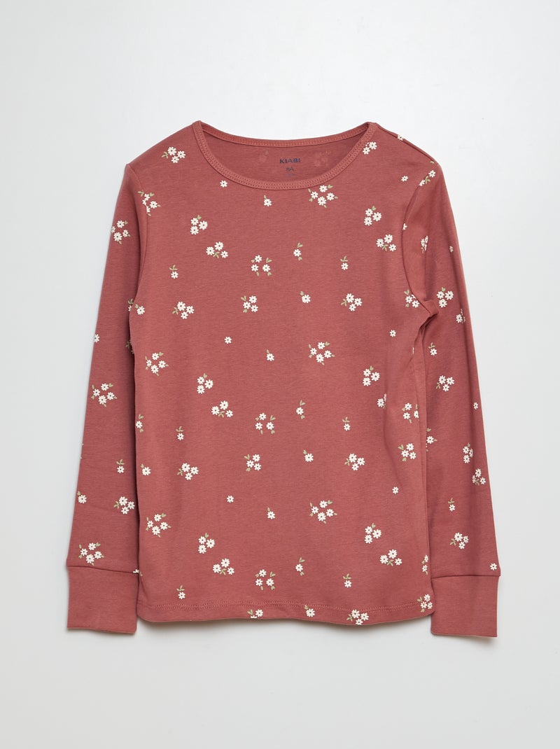 Pyjama long t-shirt + pantalon - 2 pièces Rose - Kiabi