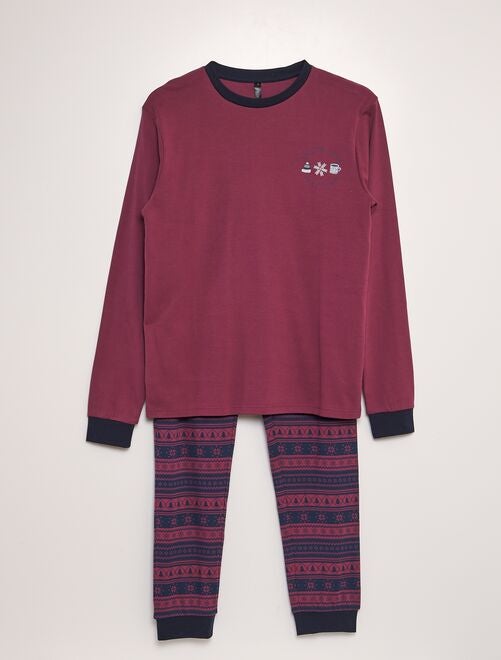 Pyjama long t-shirt + pantalon - 2 pièces - Kiabi