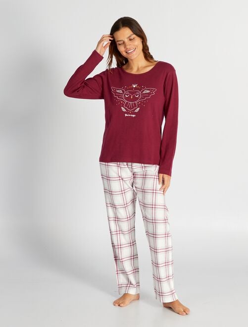 Pyjama long 'Lutin' - 2 pièces - rouge - Kiabi - 18.00€