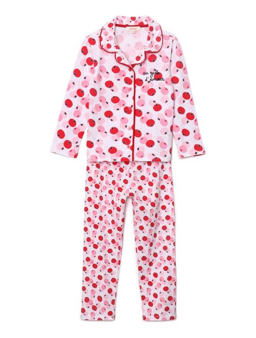 Pyjama long un zeste d'amour - 10 ans - 95% Coton / 5% Elasthanne - Rose - Kiabi