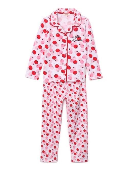 Pyjama long un zeste d'amour - 10 ans - 95% Coton / 5% Elasthanne - Rose - Kiabi