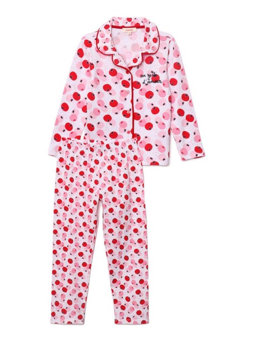 Pyjama long un zeste d'amour - 4 ans - 95% Coton / 5% Elasthanne - Rose - Kiabi