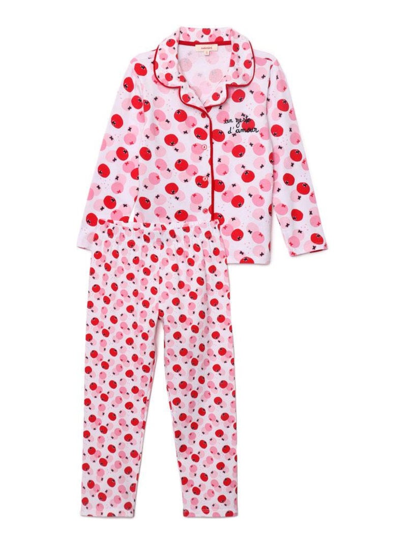 Pyjama long un zeste d'amour - 4 ans - 95% Coton / 5% Elasthanne - Rose Rose - Kiabi