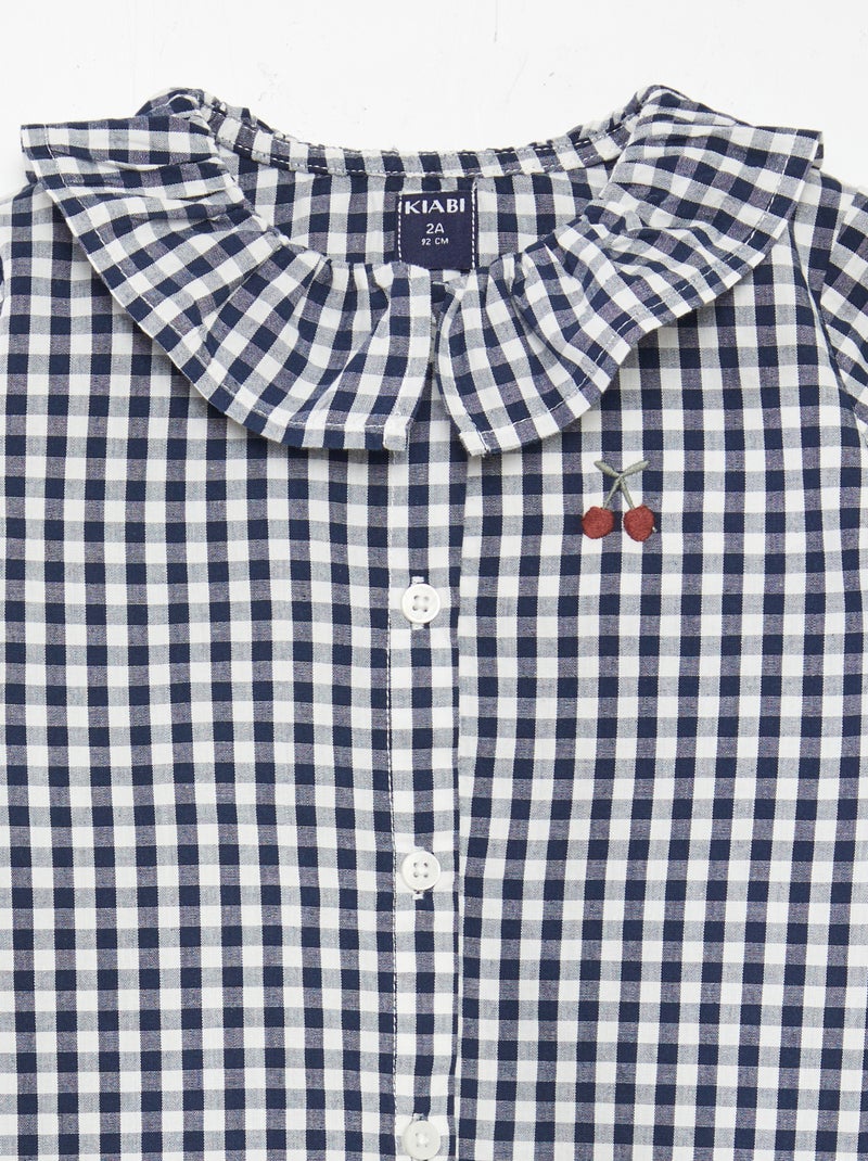 Pyjama long vichy - 2 pièces BLEU - Kiabi