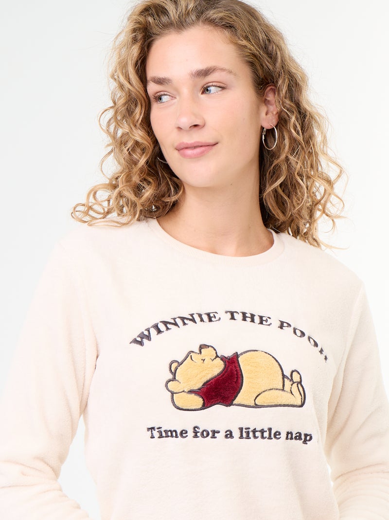 Pyjama long 'Winnie' de 'Disney' en polaire - 2 pièces Blanc - Kiabi