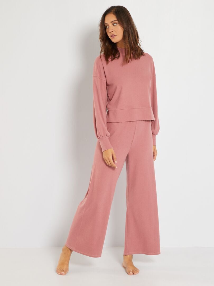 Pyjama loose en maille doudou Vieux rose - Kiabi