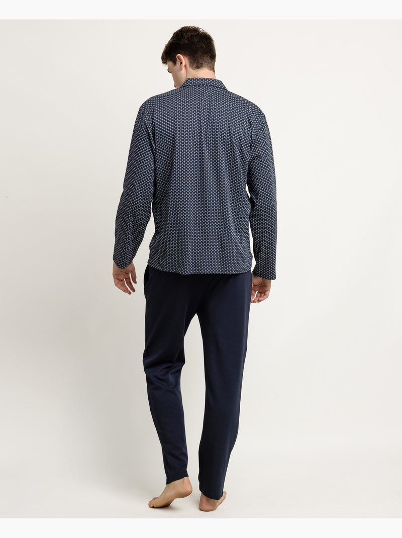 Pyjama lounge à manches longues ouvert pour homme ANTONIO MIRO Bleu marine - Kiabi