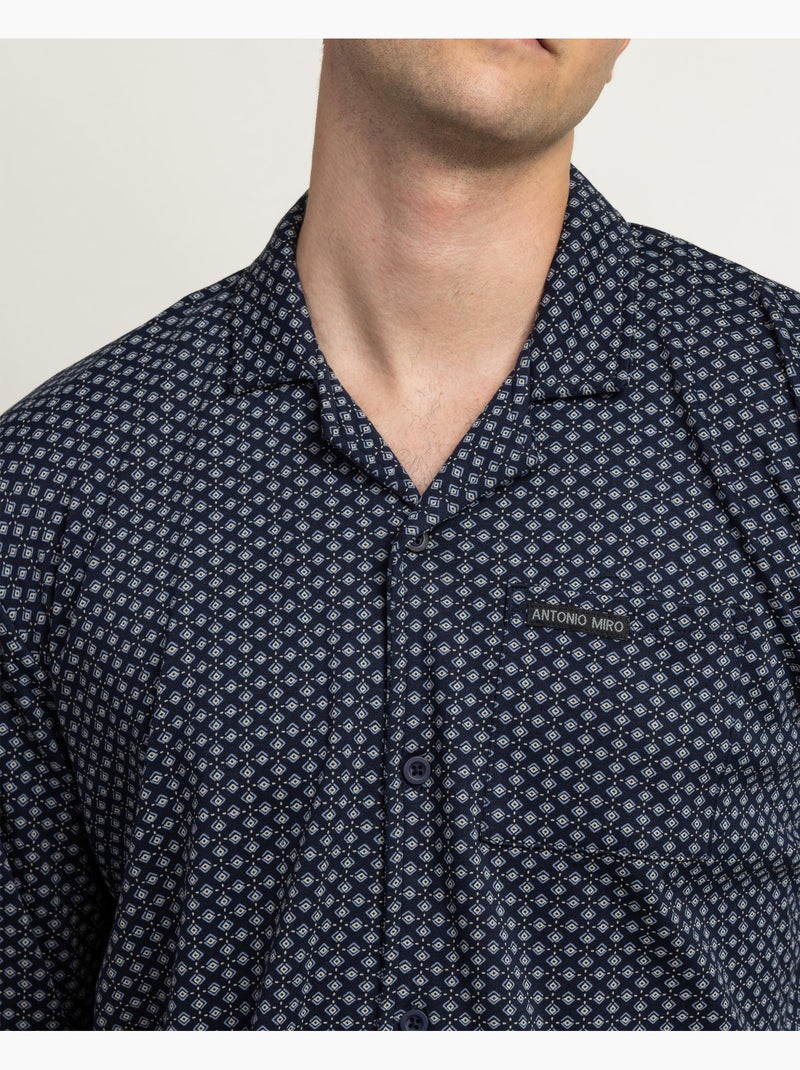Pyjama lounge à manches longues ouvert pour homme ANTONIO MIRO Bleu marine - Kiabi