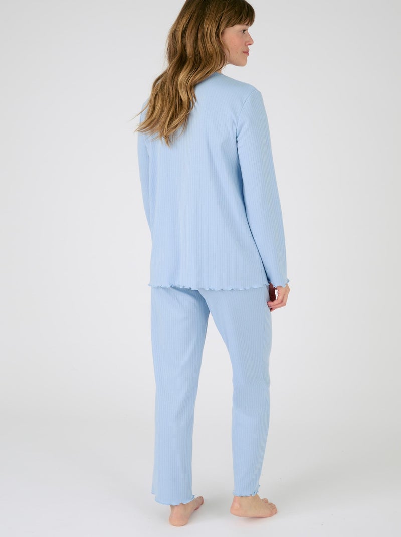Pyjama maille côtelée - Damart Bleu - Kiabi