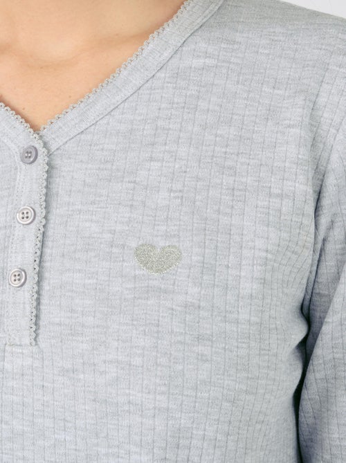 Pyjama maille côtelée - Damart - Kiabi