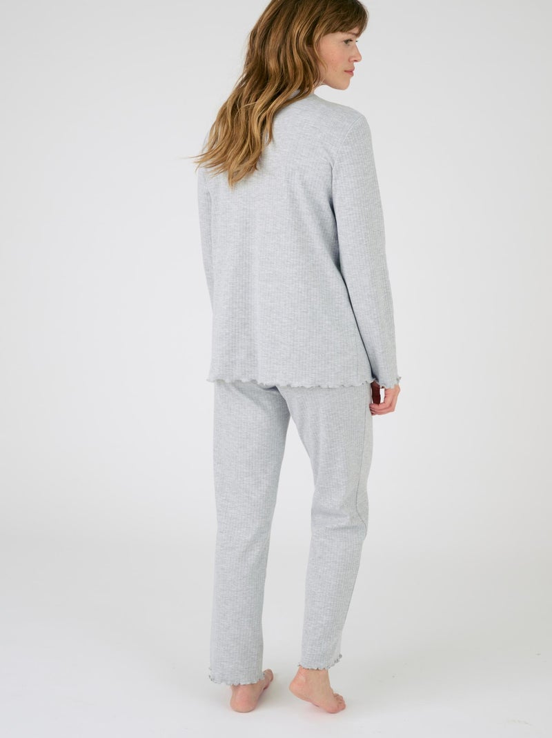 Pyjama maille côtelée - Damart Gris chiné - Kiabi