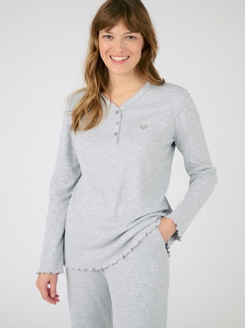 Pyjama maille côtelée - Damart - Kiabi