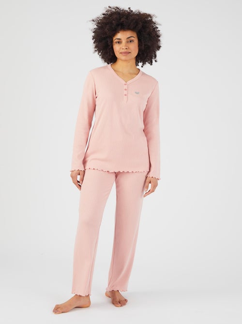 Pyjama maille côtelée - Damart - Kiabi