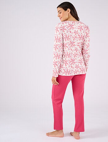 Pyjama maille côtelée, intérieur légèrement gratté - Damart