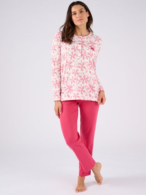 Pyjama maille côtelée, intérieur légèrement gratté - Damart - Kiabi