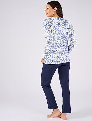 Pyjama maille côtelée, intérieur légèrement gratté - Damart