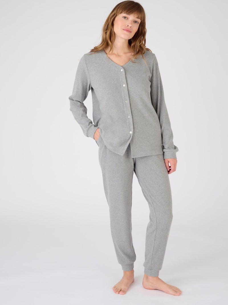 Pyjama maille côtelée Thermolactyl - Damart Gris chiné - Kiabi