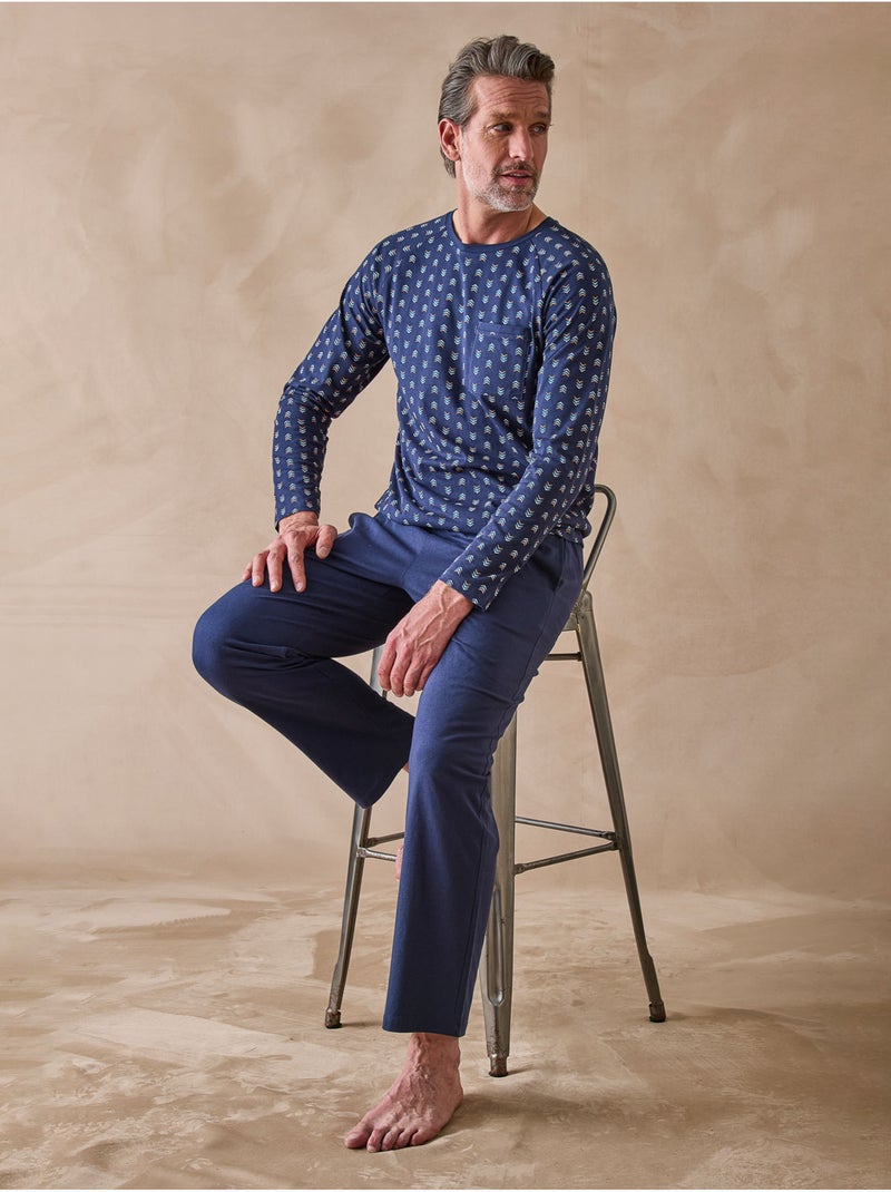 Pyjama maille coton homme - DAXON Bleu marine - Kiabi