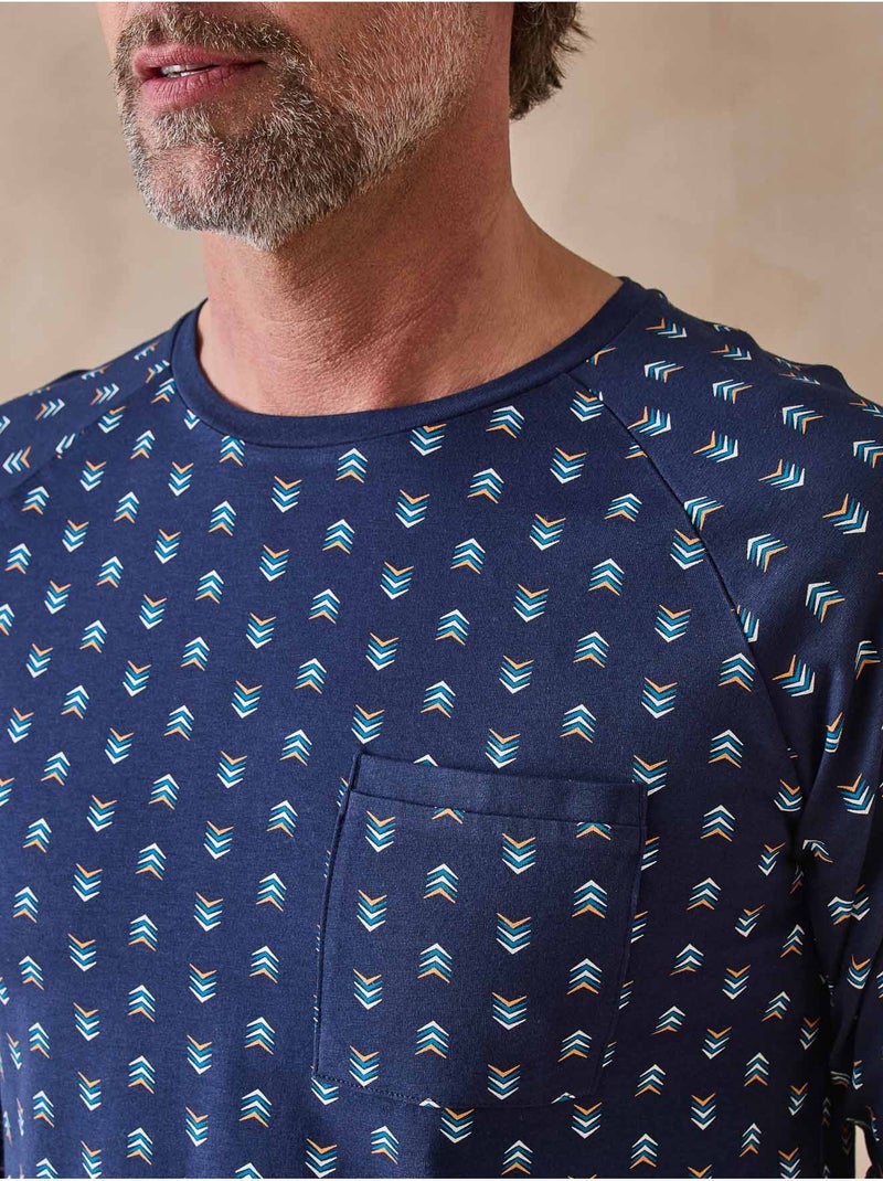 Pyjama maille coton homme - DAXON Bleu marine - Kiabi