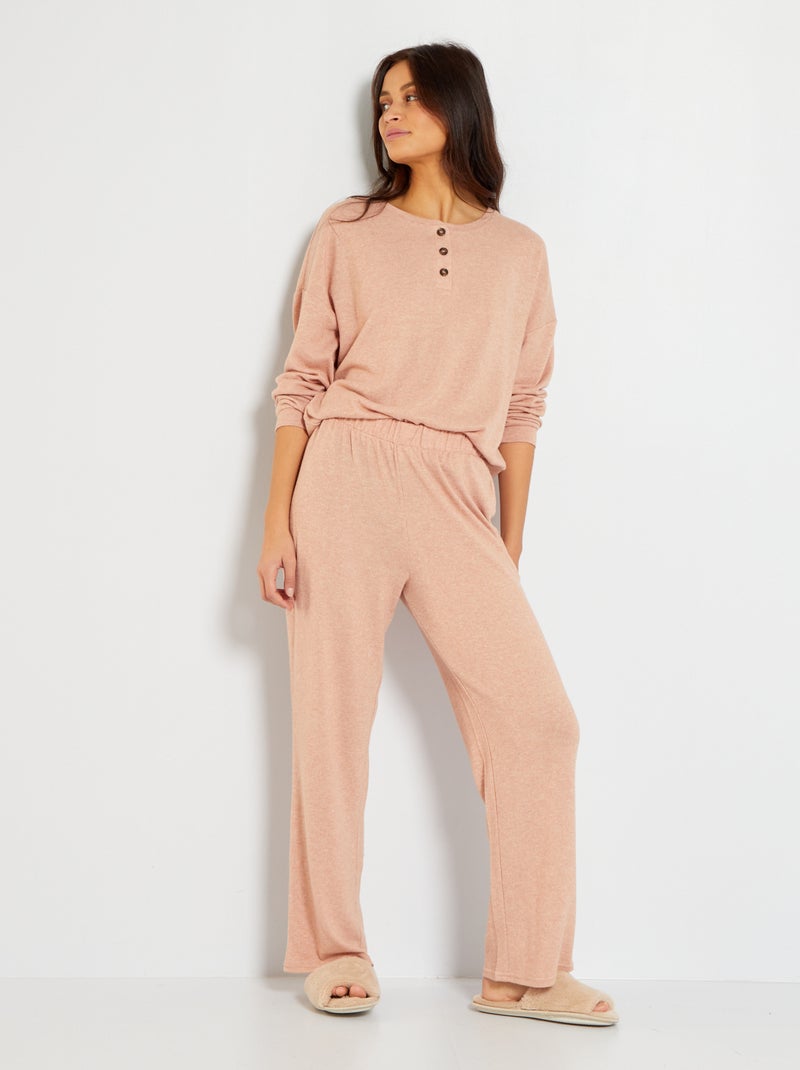 Pyjama maille doudou - 2 pièces rose - Kiabi