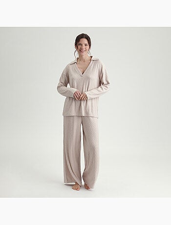 Pyjama maille effet tricot tressé Warm