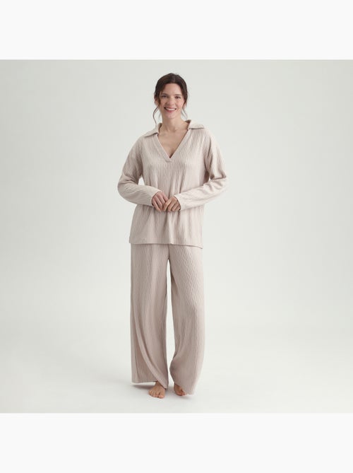 Pyjama maille effet tricot tressé Warm - Kiabi
