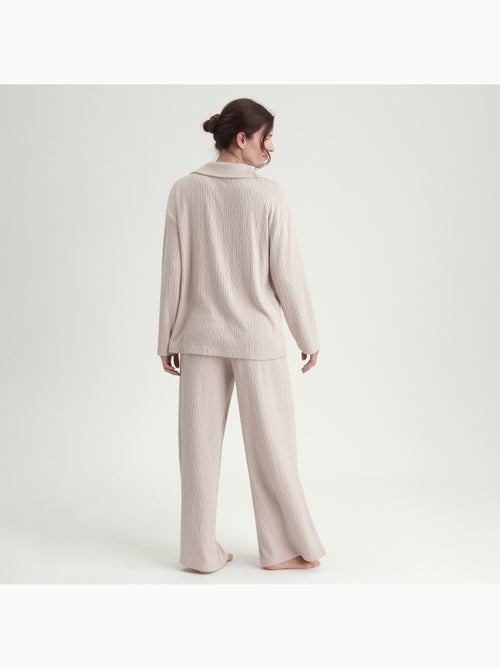 Pyjama maille effet tricot tressé Warm - Kiabi