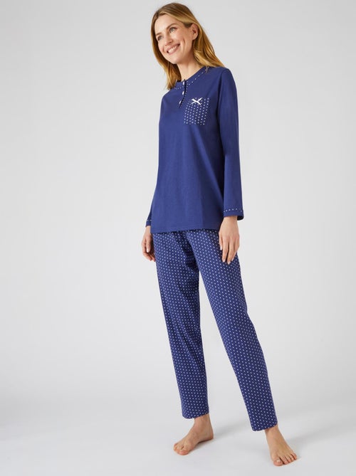 Pyjama maille jersey coton peigné - Damart - Kiabi